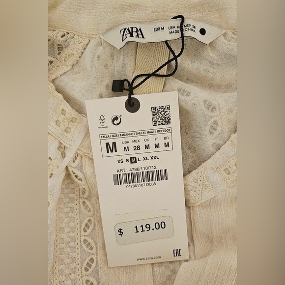 ZARA OPENWORK EMBROIDERY Midi DRESS CREAM New with tag Ref 4786/110 - Picture 15 of 16